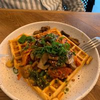 Kimchi waffles at Karibu Cafe in Utrecht