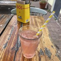 Homemade strawberry x rosemary lemonade. Very good and not sweet  at Karibu Cafe in Utrecht