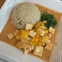 Tofu in curry sauce with quinoa  at Cafe im Kunstmuseum in Vaduz
