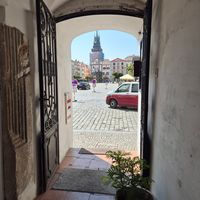Exit from the restaurant. View to Pernštýnské square at Namaste in Pardubice
