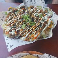 Loaded waffle fries. at Ping Pong Parck in Amsterdam