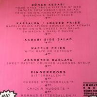 Menu at Ping Pong Parck in Amsterdam