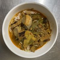 Beer curry with noodles at Ahaa Boer Vegetarian Food in Battambang