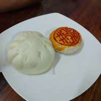 Dumpling and cake at Ahaa Boer Vegetarian Food in Battambang