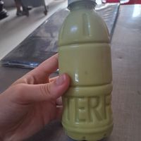 Cashew pandan soy milk at Ahaa Boer Vegetarian Food in Battambang