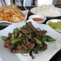 Fried straw mushrooms at Monorom Garden in Battambang