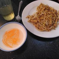 Fried noodles with bean chucks and sour sauce at Monorom Garden in Battambang