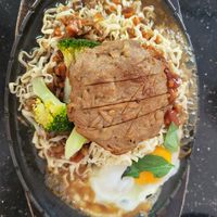 teppanyaki noodles soy meat at Monorom Garden in Battambang