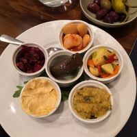 Vegan mezze platter (with a few bites missing!)  at Kalamaras in West London