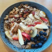 Vegan bowl with porridge at Vault Cafe in Darwin