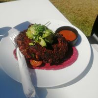 Sweet potato and sweetcorn fritters at The Foreshore in Nightcliff