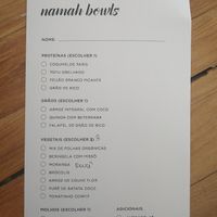 Namah bowl choices at Namah Bistro in Belo Horizonte