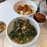 Kale Cesar, Buffalo Mac, sweet potato and sour cream and onion waffle fries at Big Mood in Buffalo