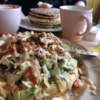 The Pedro quinoa waffle and the Shirley pancakes at Big Mood in Buffalo