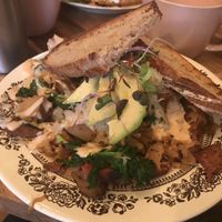 Reuben hash, the beet brined corned beef was amazing!!  at Big Mood in Buffalo