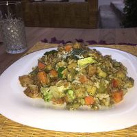 Lentils and vegetables at Green Vegetarian in Marrakech