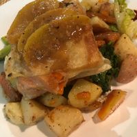 Pumpkin filo pastry with apple sauce  at Green Vegetarian in Marrakech