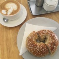 Vegan bagel and coffee at Bang Bang in Siem Reap