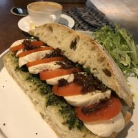Vegan caprese panini with sundried tomatoes at Bang Bang in Siem Reap