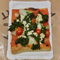 Vegan pizza (tofu, spinach, tomatoes and leek) at GVA - Bistrot Geneve - T1 in Geneva