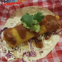 Vegan taco, a battered fried zucchini on a tortilla  at Hot Tamale in Darwin