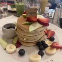 Looks nice but pancakes were dry, dense (not fluffy) & pretty tasteless. They were tight with the maple syrup & it was £1.50 for an extra tiny jug. The fruit was nice!  at The Pancake House - Center Parcs in Brandon