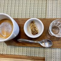 Espresso. And as it is served in Rio, with tonic water and a piece os cake at Vida Bistro in Rio De Janeiro