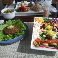 Quinoa burger with full organic salad at Vida Bistro in Rio De Janeiro