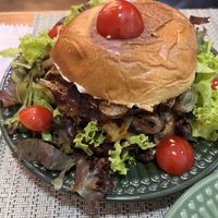 Mushroom burger  at Vida Bistro in Rio De Janeiro
