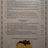 Menu at Bennachin in New Orleans