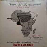 Menu at Bennachin in New Orleans