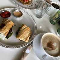 portobello sandwich with vegan cheese (pancakes not vegan)  at Biotica in San Luis Potosi