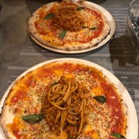 Spaghetti pizza - vegan special  at Romans Pizzeria in Glasgow
