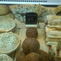 Quiché, sausage rolls, pies and scotch eggs at The Green Guerrilla Deli in Durham