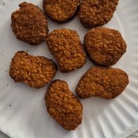 Impossible Nuggets—ignore the paper plate, we at these at a hotel! at Bareburger - Short North in Columbus