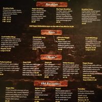 Vegan menu meals at Brooklyn Cafe in Glasgow