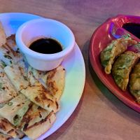 Pajeon and mandu at Bibimbap in Glasgow
