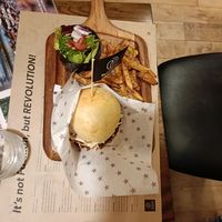 Vegan patty burger at Premarché Alternative Diner in Kyoto