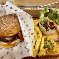 Avocado tropical burger  at Premarché Alternative Diner in Kyoto