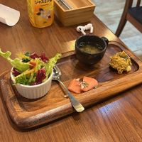 entrées! (thought it was miso, that soup is salty idk why) #Veganuary at Premarché Alternative Diner in Kyoto