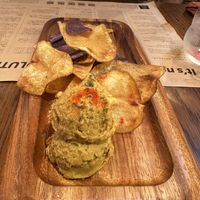 Chips with hummus  at Premarché Alternative Diner in Kyoto