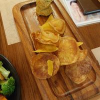 Hummus and chips at Premarché Alternative Diner in Kyoto