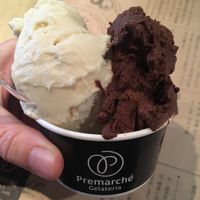 Chocolate with white miso vegan cheese. at Premarché Alternative Diner in Kyoto