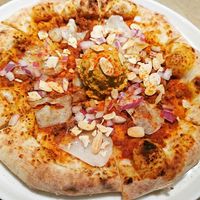 Curry pizza! at Premarché Alternative Diner in Kyoto