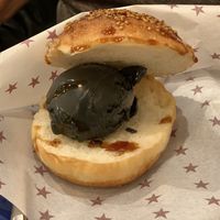 Fried ice cream burger at Premarché Alternative Diner in Kyoto