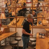 seating area downstairs   at Itsu - Neal St in London