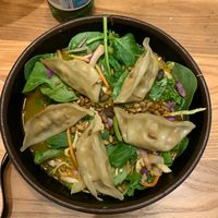 Veg gyoza & udon noodles in miso broth  at Itsu - Notting Hill Gate in West London