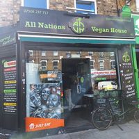 Outside at All Nations Vegan House in North London