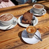 Cake and coffees at Scarthin Books Cafe in Cromford