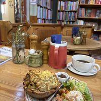 Vegan homity pie  at Scarthin Books Cafe in Cromford